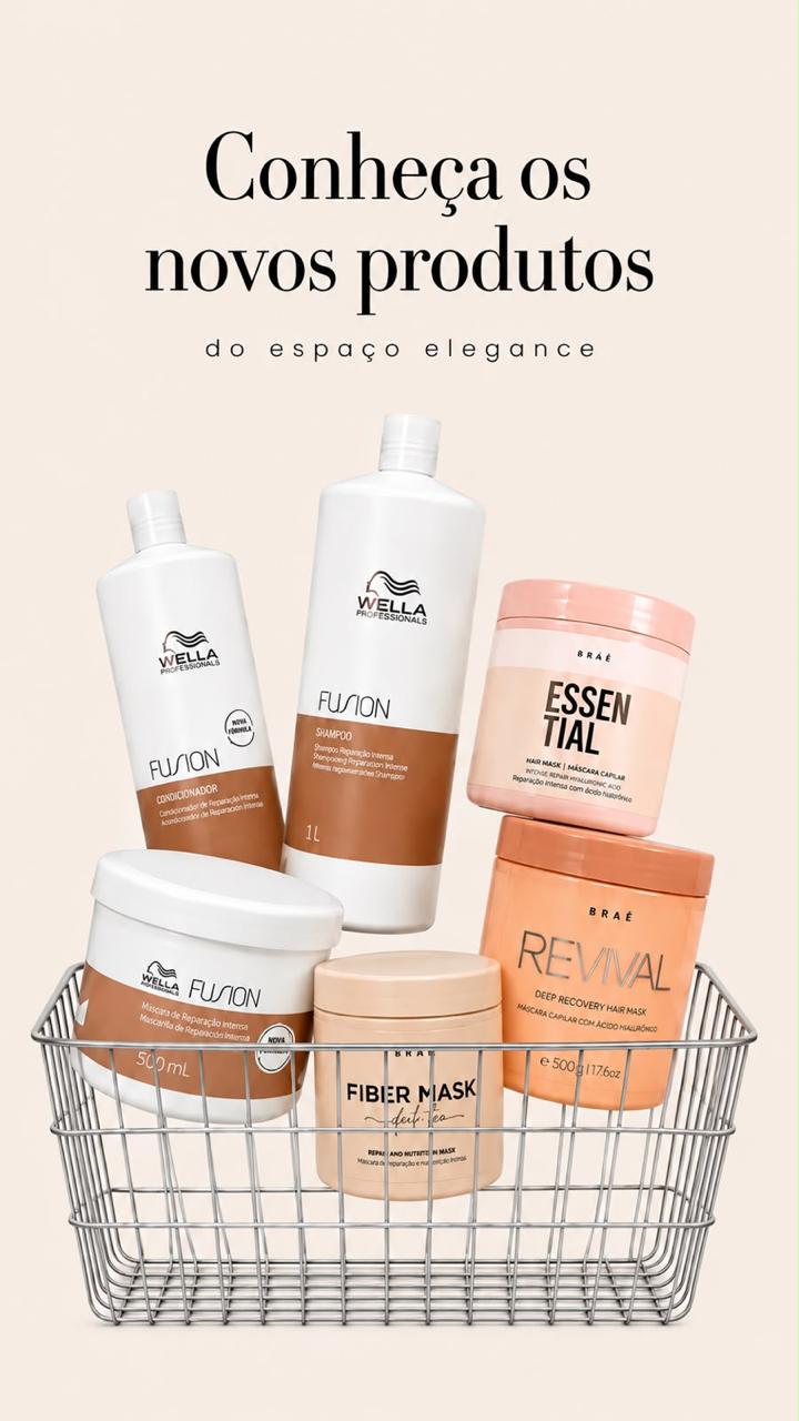 Novos produtos profissionais Wella Fusion e Braé disponíveis no Espaço Elegance, salão de beleza no Jabaquara